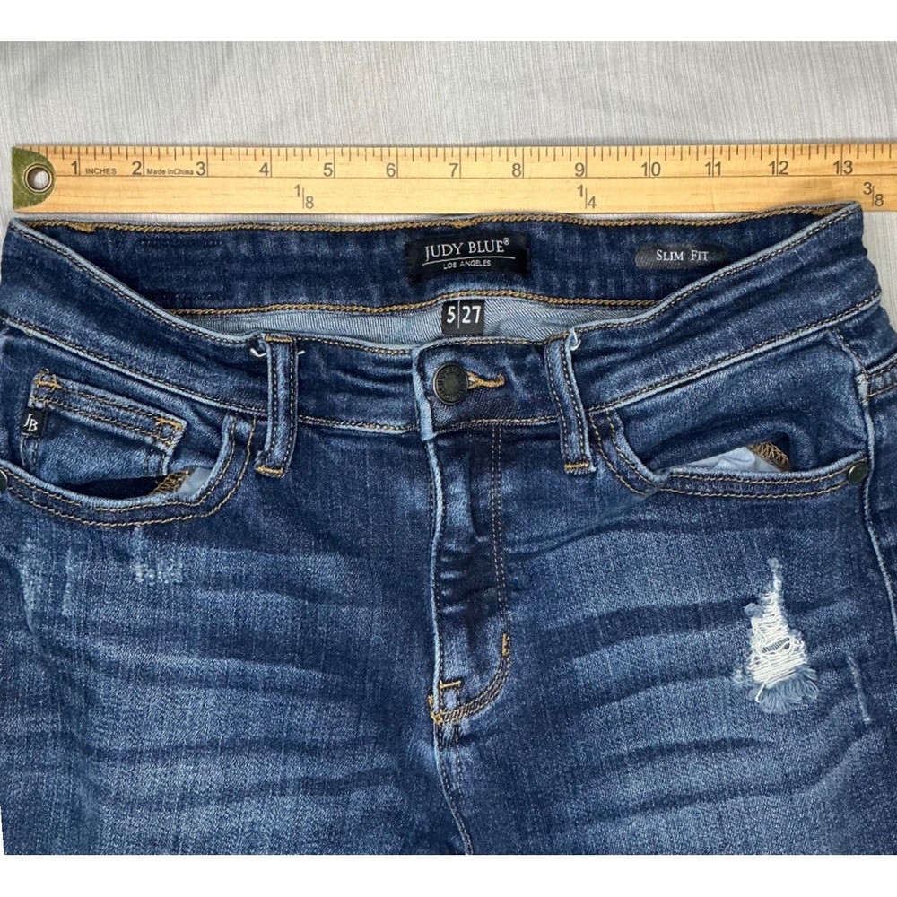 Judy‎ Blue Slim Fit Jeans Size 27 Medium Wash Distressed Stretch Denim Capsule - Picture 3 of 12